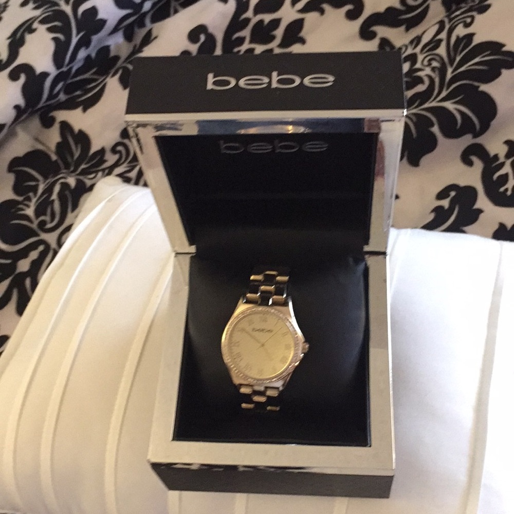 New gold color faux diamond BEBE watch